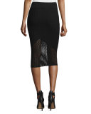 Netted Mesh Midi Skirt, Black