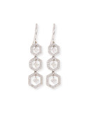 Hexagon Snowflake Drop Earrings with Diamonds