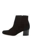 Edith Suede Chunky-Heel Bootie, Black