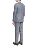 Pencil-Stripe Wool Two-Piece Suit, Gray/Navy