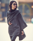 Leather-Trim Cashmere Cape