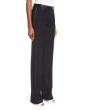 Straight-Leg Tuxedo Pants, Black