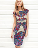 Printed Cap-Sleeve Sheath Dress