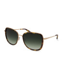 Tiegs Tortoise Square Sunglasses, Brown/Gold
