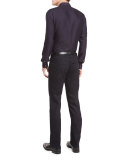 Tonal Geometric-Print Sport Shirt, Burgundy