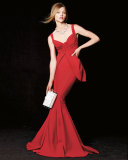 Dixie Sleeveless V-Neck Peplum Mermaid Gown 