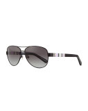 aviator stripe-arm sunglasses, black