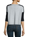 Ashley Colorblock Crop Tee, Black