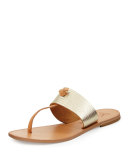 Nice Knotted T-Strap Sandal, Platinum