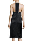 Satin T-Back Halter Dress