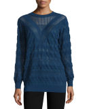 Solid Zigzag Long-Sleeve Sweater