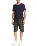Plaid Drop-Rise Drawstring Shorts