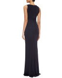 Slash-Detailed Jersey Gown