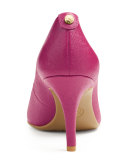 MK-Flex Mid-Heel Saffiano Pump, Fuchsia