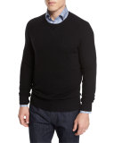Mixed-Textured Crewneck Sweater
