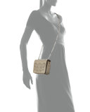 Zoey Mini Laser-Cut Shoulder Bag, French Gray