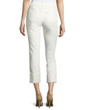 Waxed Cropped Cuffed Jeans, White