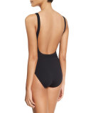 High-Neck Belted One-Piece Swimsuit