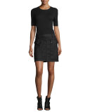 Classic Rib Short-Sleeve Tee, Noir