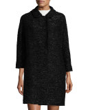 Alexis 3/4-Sleeve Lurex® Tweed Coat, Black