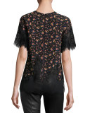 Fluid Silk Jersey Tee, Vintage Floral