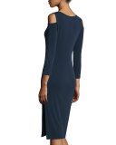 Valentina Cold-Shoulder Sheath Dress, Ink