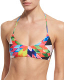 Fractals Reversible Printed Swim Top