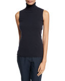 Sleeveless Cashmere Turtleneck, Ink