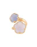 Bon Ton Chalcedony Flower Bypass Ring in 18K Rose Gold