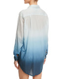 Midnight Waves Ombre Button-Down Coverup