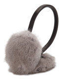 Leather & Mink Fur Earmuffs, Gray/Black