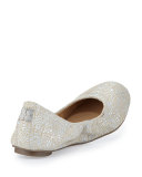 Molly Metallic Cracked Suede Ballet Flat, Beige