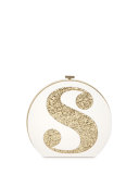 evening bells initial clutch bag, s, cream/gold