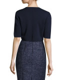 Half-Sleeve Knit Shrug, Navy