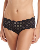 Spring Lace Boy-Cut Swim Bottom, Black