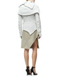 Asymmetric Suede Skirt, Stone