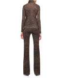 Cheetah-Print Turtleneck Sweater, Date/Steppe