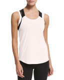 Gym Mesh-Shoulder Tank Top, Blush/Black