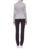 Long-Sleeve Striped Colorblock Sweater, Silver/Gray/Spearmint