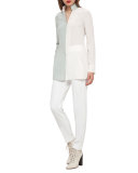 Bicolor Zip-Front Tunic, Iceman/Cremello