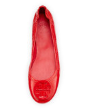 Minnie Patent Leather Travel Ballet Flat, Cerise