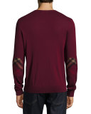 Richmond Check-Patch Cashmere-Blend Sweater, Claret