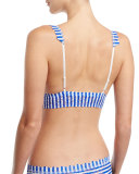 Breton Stripe-Print Lace Bralette, Blue/White