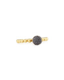 Molten 18K Gold & Pavé Black Diamond Stacking Ring, Size 7