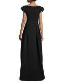 Dionne Rosette Cap-Sleeve High-Low Dress