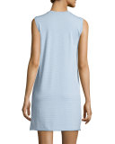 Sleeveless Striped Tank Dress, Powder Blue/White
