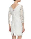 Zarita 3/4-Sleeve Lace Dress, White