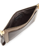 Ishi Large Leather Wristlet, Oyster/Cacao
