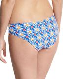 Elba Mosaic-Print Bandeau Bikini Swim Bottom, Multicolor