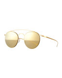 Round Stainless Steel Double-Bridge Sunglasses